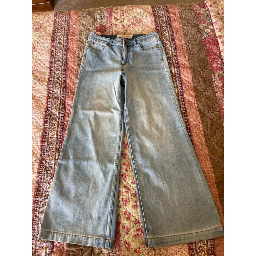 Soft Surroundings Womens Light Wash High Rise Wide Leg Jeans Size 8 2FY38